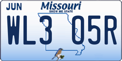 MO license plate WL3O5R