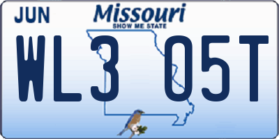 MO license plate WL3O5T
