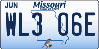 MO license plate WL3O6E