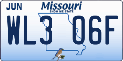 MO license plate WL3O6F