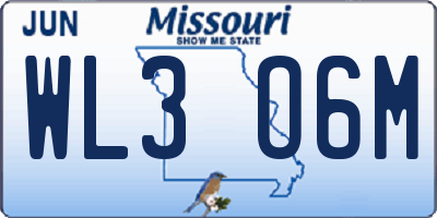 MO license plate WL3O6M