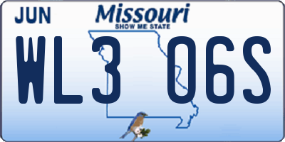 MO license plate WL3O6S
