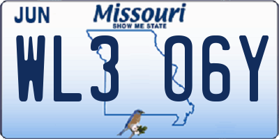 MO license plate WL3O6Y