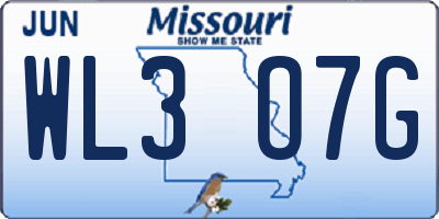 MO license plate WL3O7G