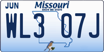 MO license plate WL3O7J