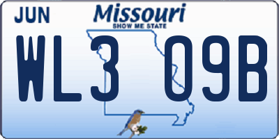 MO license plate WL3O9B