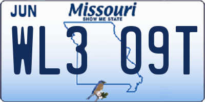 MO license plate WL3O9T