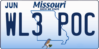 MO license plate WL3P0C
