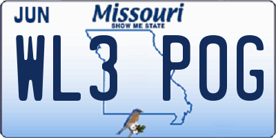 MO license plate WL3P0G