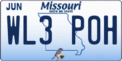 MO license plate WL3P0H