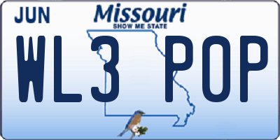 MO license plate WL3P0P