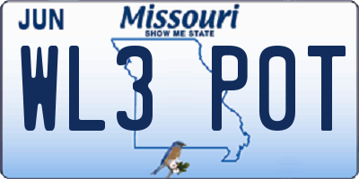 MO license plate WL3P0T