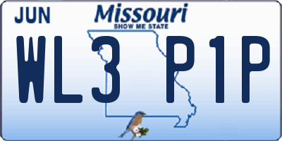 MO license plate WL3P1P