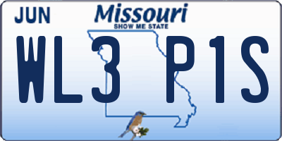 MO license plate WL3P1S