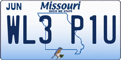 MO license plate WL3P1U
