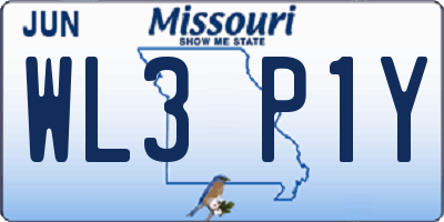 MO license plate WL3P1Y