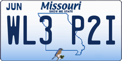 MO license plate WL3P2I