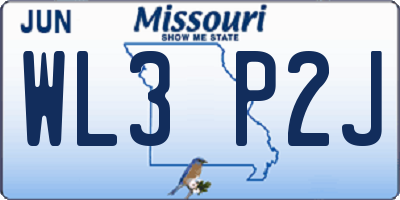 MO license plate WL3P2J