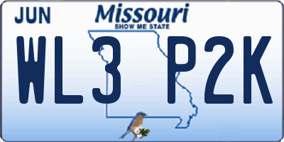 MO license plate WL3P2K