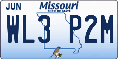MO license plate WL3P2M
