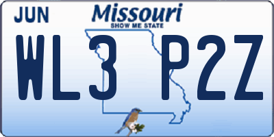 MO license plate WL3P2Z