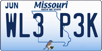 MO license plate WL3P3K