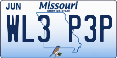 MO license plate WL3P3P