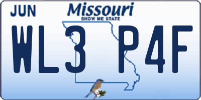 MO license plate WL3P4F