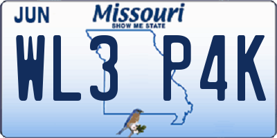 MO license plate WL3P4K