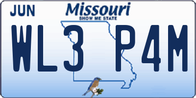 MO license plate WL3P4M