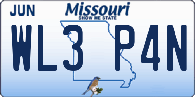 MO license plate WL3P4N