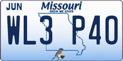 MO license plate WL3P4O