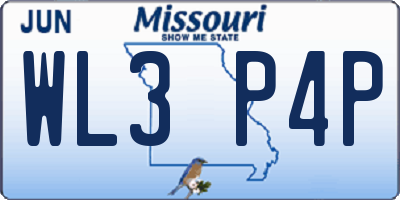 MO license plate WL3P4P