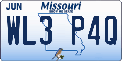 MO license plate WL3P4Q