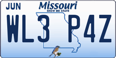 MO license plate WL3P4Z