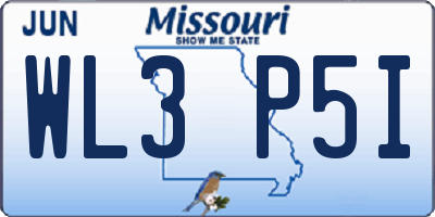 MO license plate WL3P5I