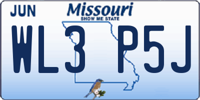 MO license plate WL3P5J