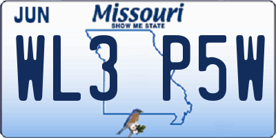 MO license plate WL3P5W