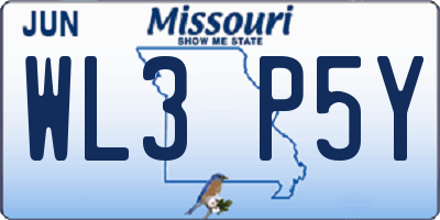 MO license plate WL3P5Y