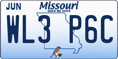 MO license plate WL3P6C