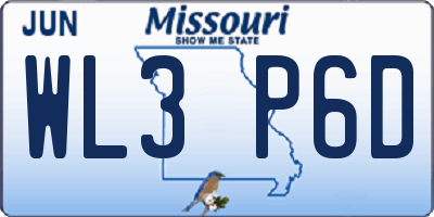 MO license plate WL3P6D