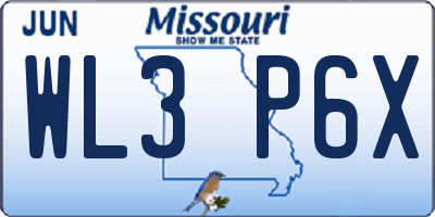 MO license plate WL3P6X