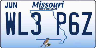 MO license plate WL3P6Z