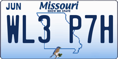 MO license plate WL3P7H