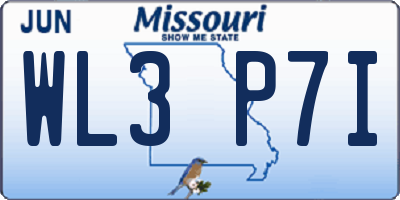 MO license plate WL3P7I