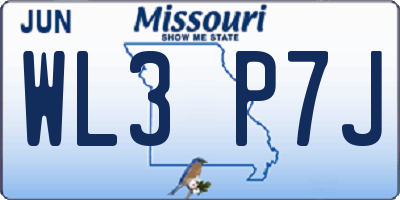 MO license plate WL3P7J