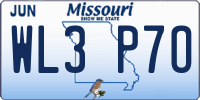 MO license plate WL3P7O