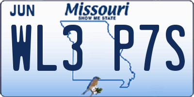 MO license plate WL3P7S