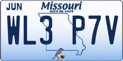 MO license plate WL3P7V