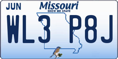 MO license plate WL3P8J